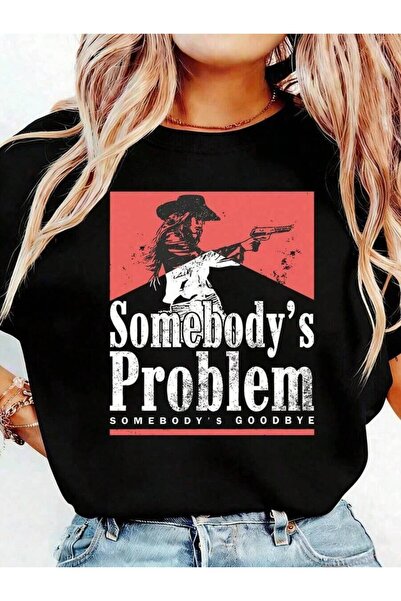 23ERVA Vintage Graphic T-Shirt - Problem, Somebody's Goodbye Cowgirl Rodeo To...