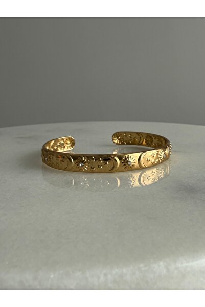 Alya Jewelry Gold Güneş Yıldız İşlemeli Bileklik
