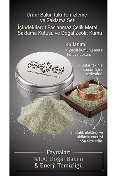OSMANLI GÜMÜŞ Özel Metal Saklama Kutusu Ve Arındırıcı Temizleyici Zeolit Kumu