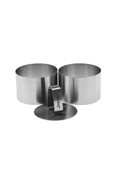 King Set 2 forme rotunde culinare din inox cu piston pentru modelarea si deco...