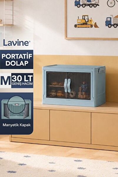 Lavine “MEDIUM” Tekli Portatif Organizer Dolap Beyaz 30 LT Mıknatıslı Kapaklı...