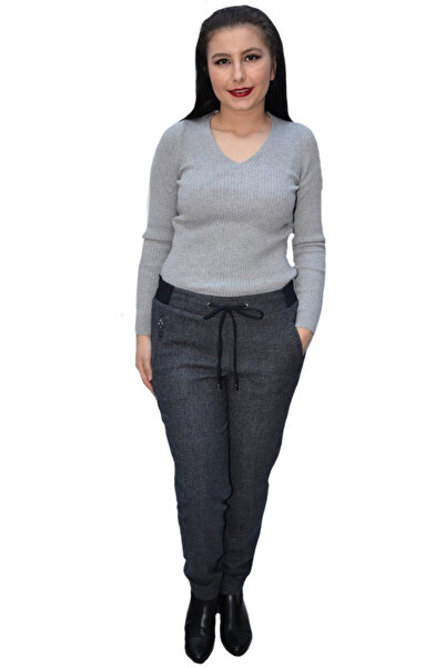 OEM Pantalon casual Ianna cu snur ,gri