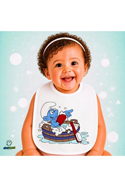 Ghostbastır Design Smurfs Linen Baby Bib – Soft, Absorbent, Washable, Special...