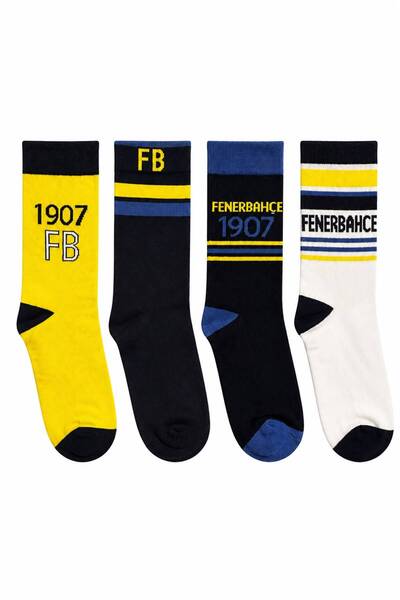 Fenerbahçe Lisanslı Taraftar Çorap Unisex 4'lü Yetişkin Soket Çorap 1907 Çora...