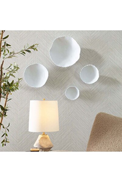UTTERMOST أوعية جدارية معدنية بيضاء من لاكي كوينز، مجموعة من 4 قطع