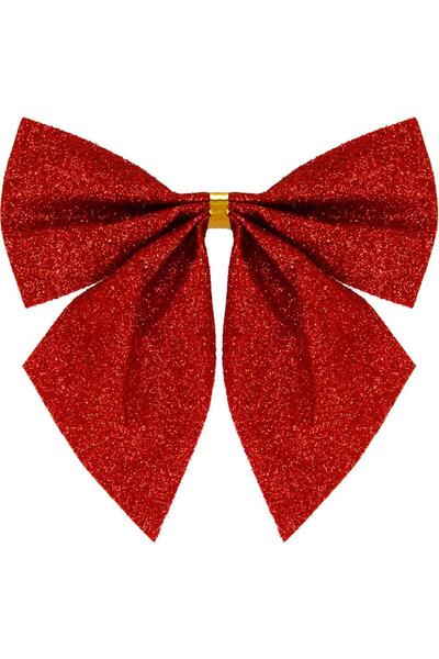 Luna Bite , Set 3 ornamente pentru bradul de Craciun, fundita, 11cm, rosu