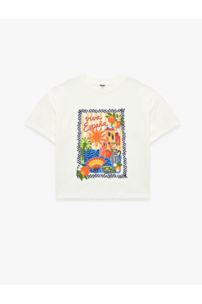 Koton Cotton Crew Neck Short Sleeve Printed T-Shirt
