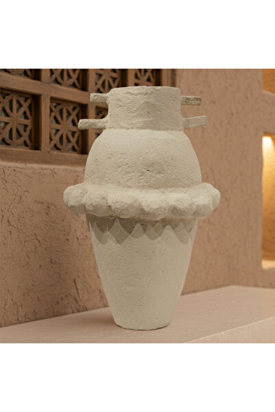 Generic Brand Ma-Pm-A25-10B Handcrafted Decorative Item-30X30X42 Cm-Off White