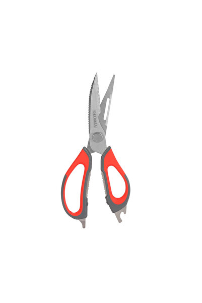 DELCASA 9" 7-in-1 Kitchen Scissors DC3197, Stainless Steel, Red
