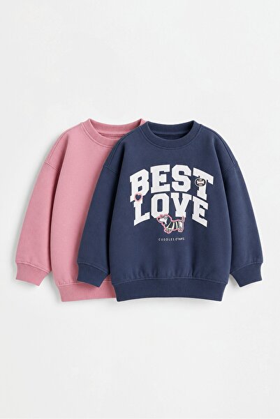 LEFTIES 2'li kontrast sweatshirt paketi