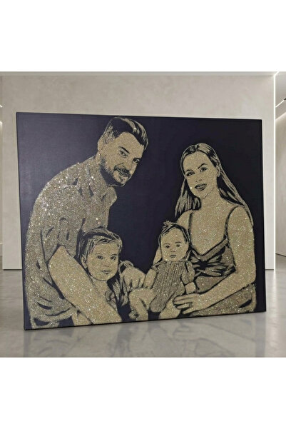 Generic Brand Рисунка със златен брокат, персонализирана с вашето снимка, ръч...