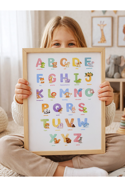 esnipix Çocuk Odası İngilizce Alfabe Hayvan Poster Eğitici ABC Duvar Posteri ...