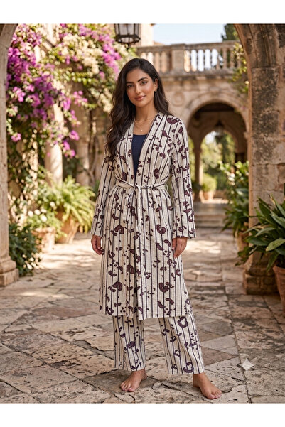 MELİSA AVM Embroidered Long Lemon Kimon