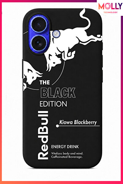 Molly iPhone 16 İçin Siyah Redbull The Black Edition Desenli İçi Kadife Silik...