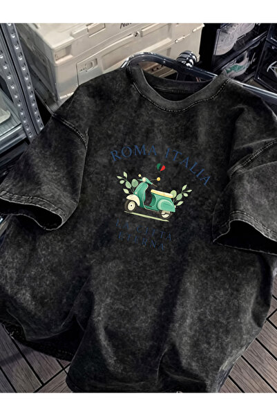 HOFFNUNG Unisex Oversize Vintage Washed Street Style Μόδα του δρόμου Βαμβακερ...