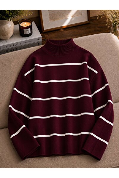 oneoff Women's Striped Casual Oversize Knitted Sweater