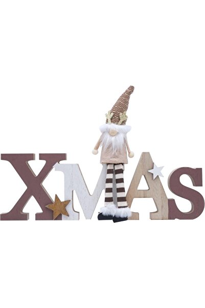 OEM Figurină de elf, ornament de Crăciun, din lemn, estetică rustică, maro