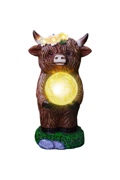 OEM Figurină decorativă de vacă Highland pentru grădină, cu LED, alimentată s...