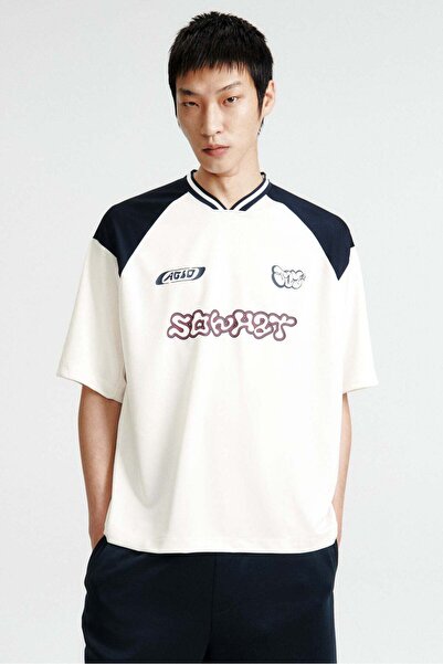H&M Loose Fit Printed mesh T-shirt
