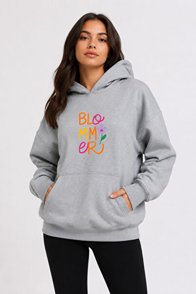 herkesemoda Blommer Printed Hooded 2 Thread Threaded Sweatshirt