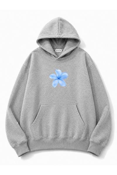 herkesemoda Hanorac cu glugă cu imprimeu floral, cu 2 fire, tip rasvanit