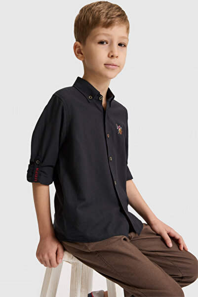 U.S. Polo Assn. Erkek Çocuk Siyah Uzun Kollu Basic Gömlek 50320263-VR046