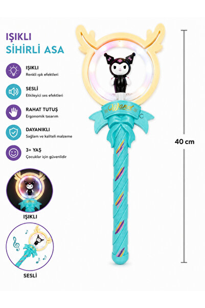 Prlk toys Işıklı ve Sesli Dönen Sihirli Asa – 40 cm Renkli LED Işıklı Oyuncak...