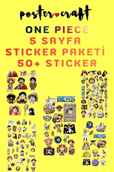 postercraft One Piece Konseptli 5'li Dekoratif Sticker ve Etiket Seti 14,8 x ...