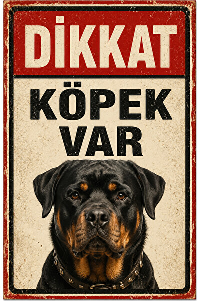 Lucena Retro Caution Dog Present Rottweiler Metal Sign Warning Sign Wall Deco...