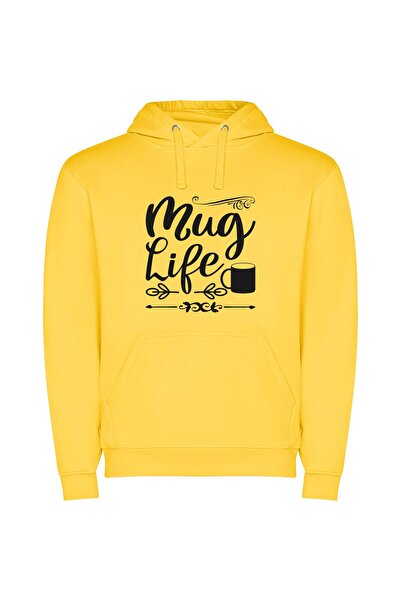 iLovePrints Mug Life Illustrated: Coffee Bliss Φούτερ με κουκούλα σε χρώμα Κί...