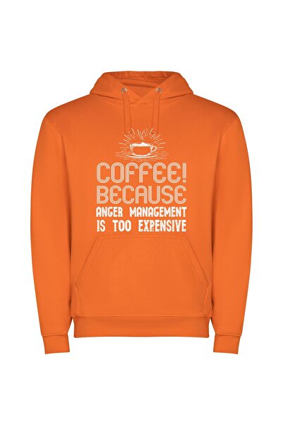 iLovePrints Revive with Infinite Coffee Φούτερ με κουκούλα σε χρώμα Πορτοκαλί