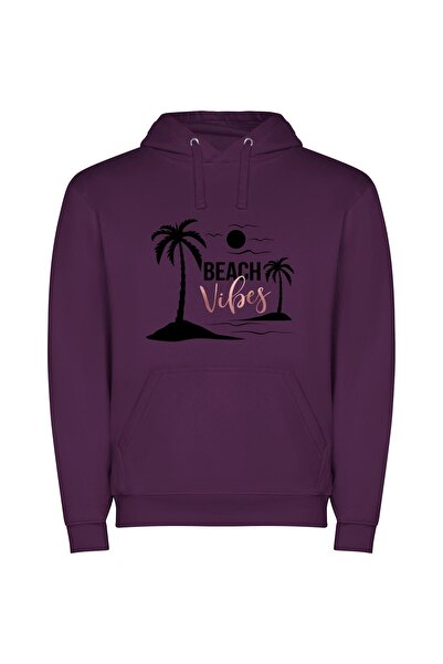 iLovePrints Pink Ink Black Vibes Φούτερ με κουκούλα σε χρώμα Μωβ