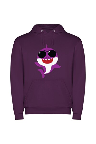 iLovePrints Shark Jamming in Style Φούτερ με κουκούλα σε χρώμα Μωβ