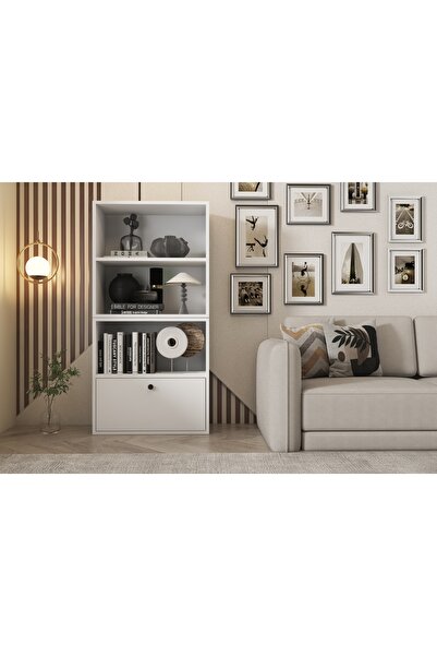 Vivense LEKSA DÜŞER KAPAKLI RAFLI KİTAPLIK 65 CM BEYAZ KTP-1164-Ç