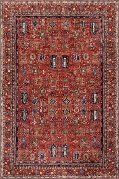 ARTLOOP Soul Kırmızı Vintage Etnik Desenli Dokuma Tabanlı Şönil Halı AL 614