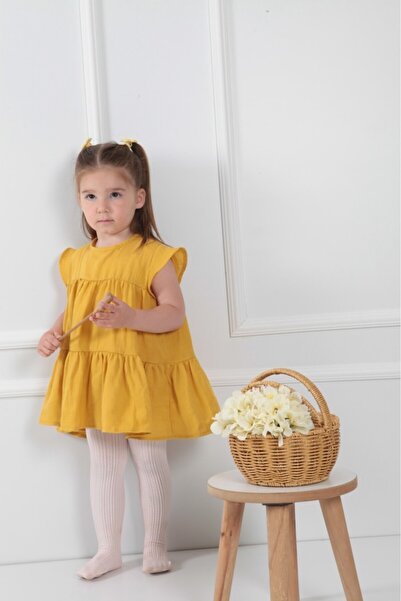 Mulberry Girl's Muslin Dress |   Cotton Textured Layered Design Casual and Su...