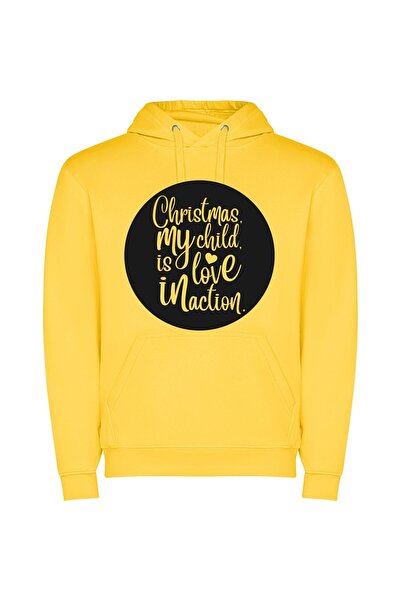 iLovePrints Lovecratian Christmas Chic Φούτερ με κουκούλα σε χρώμα Κίτρινο