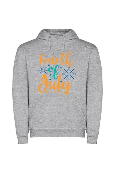 iLovePrints Joyful 4th of July Φούτερ με κουκούλα σε χρώμα Γκρι