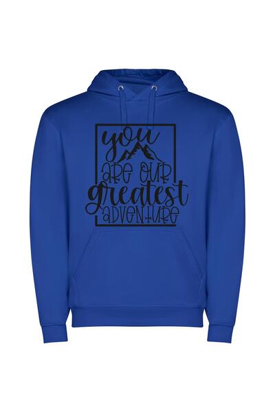 iLovePrints Greatest Adventure Awaits Φούτερ με κουκούλα σε χρώμα Μπλε