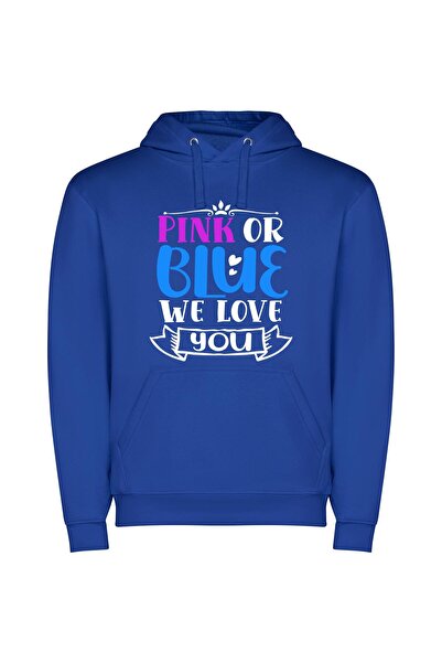 iLovePrints Vibrant Neon Color Palette Φούτερ με κουκούλα σε χρώμα Μπλε