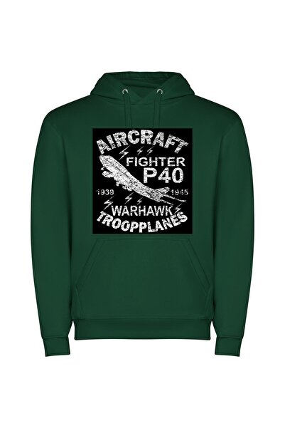 iLovePrints Vintage Jetfighter Pilot Φούτερ με κουκούλα σε χρώμα Πράσινο
