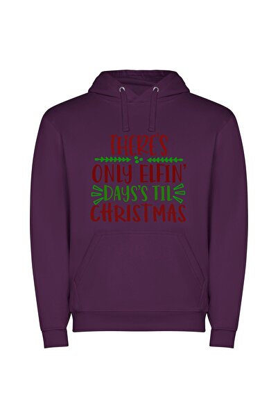 iLovePrints Brillig Elves' Countdown: Inspired Φούτερ με κουκούλα σε χρώμα Μωβ