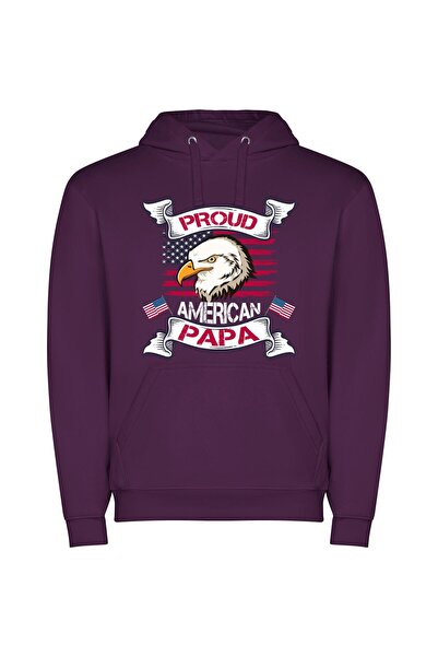 iLovePrints Proud American Freedom Emblem Φούτερ με κουκούλα σε χρώμα Μωβ