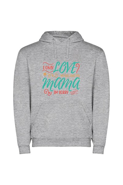 iLovePrints Mama, Bed, Love: Homely Elegance Φούτερ με κουκούλα σε χρώμα Γκρι