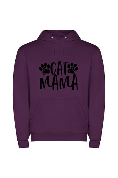 iLovePrints Purrfect Cat Logo Design Φούτερ με κουκούλα σε χρώμα Μωβ
