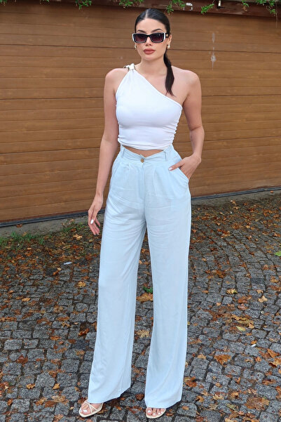 KECHİ WOMAN Linen Fabric Palazzo Summer Trousers