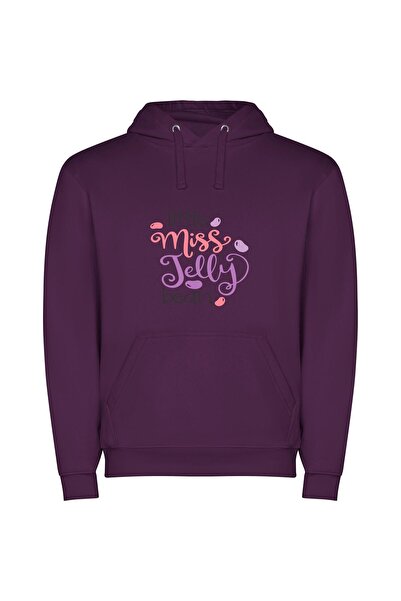 iLovePrints Bean Girl's Colorful Delight Φούτερ με κουκούλα σε χρώμα Μωβ