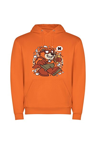iLovePrints Furry Mascots & Portraits Φούτερ με κουκούλα σε χρώμα Πορτοκαλί