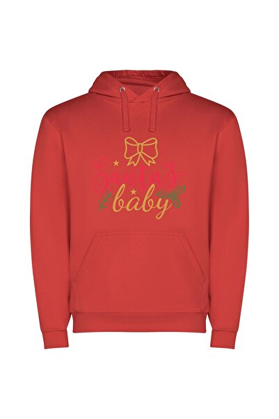 iLovePrints Merry Santa's Baby Joys Φούτερ με κουκούλα σε χρώμα Κόκκινο