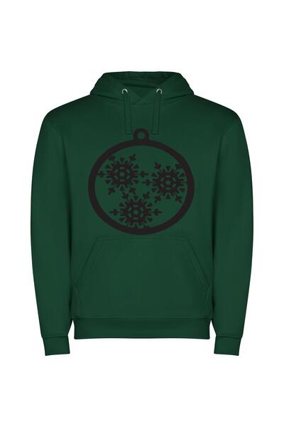 iLovePrints Elegant Snowflake Ornament Φούτερ με κουκούλα σε χρώμα Πράσινο